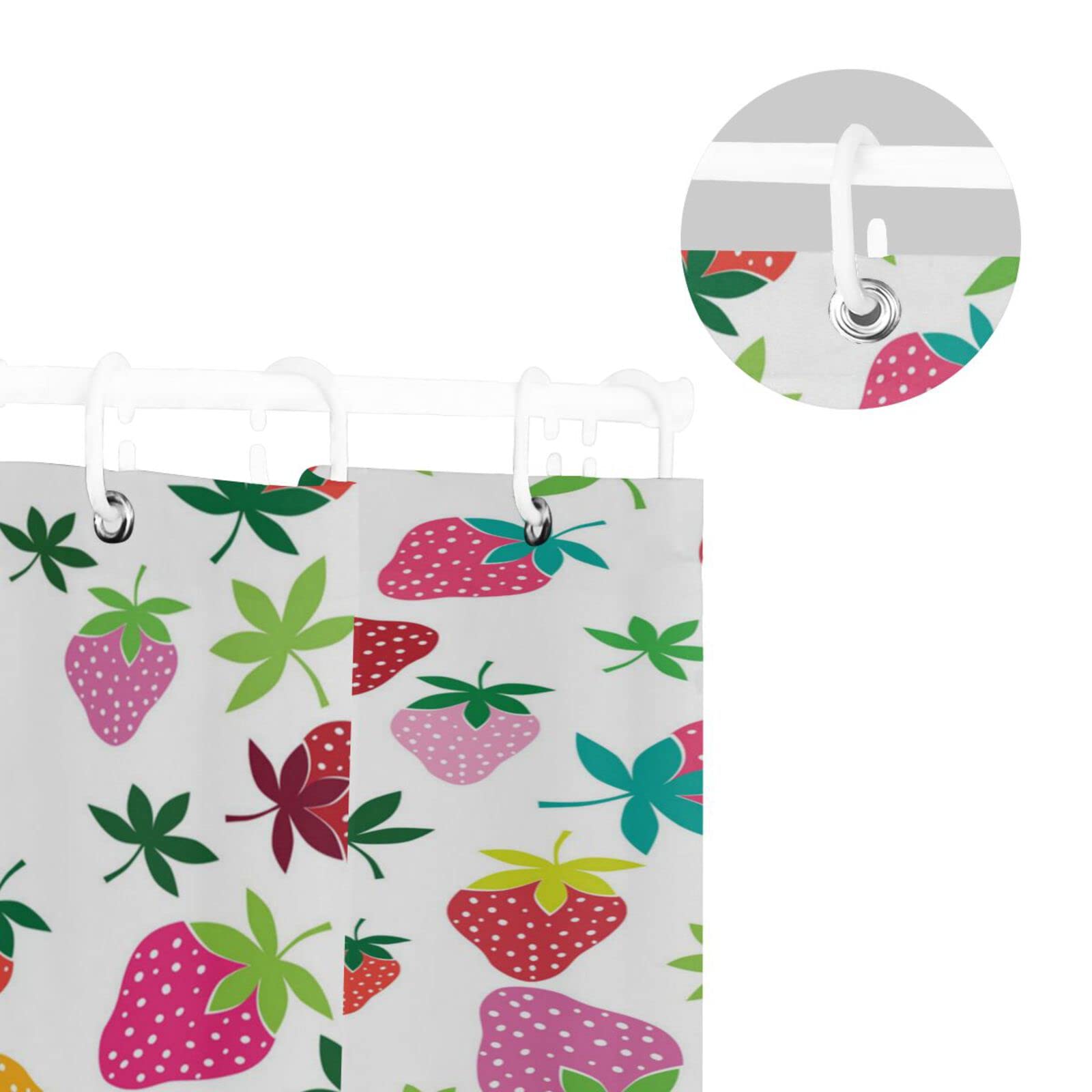 Tenda Da Doccia Con Fragole Per Bagno – Floreale Con Frutta 183x183 Cm – Tessuto Impermeabile Con 12 Ganci - 2