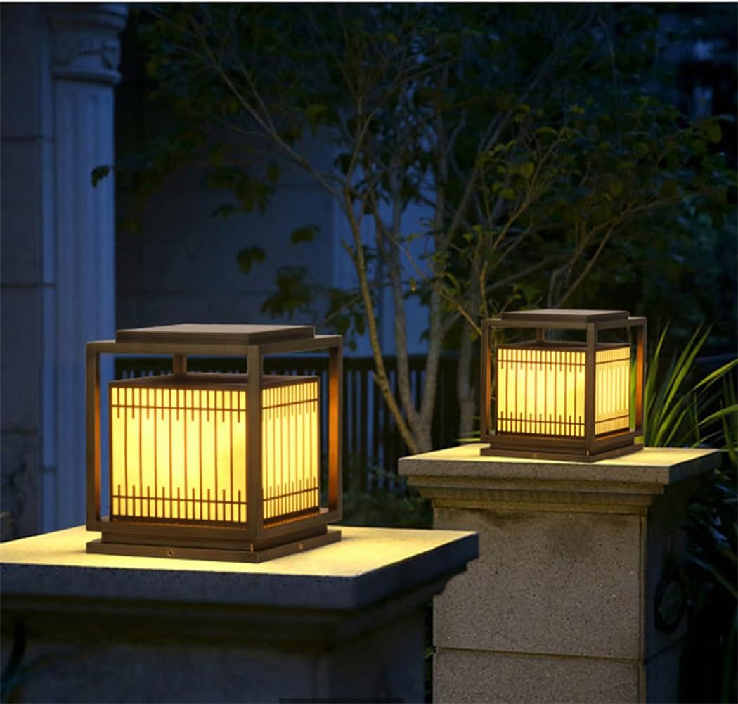Outdoor Square Landscape Light Modern Pathway Pillar Light Simple Fence Deck Bollard Column Lamp IP65 Waterproof, Villa Walkways,Garden Park Post Pedestal Lamp