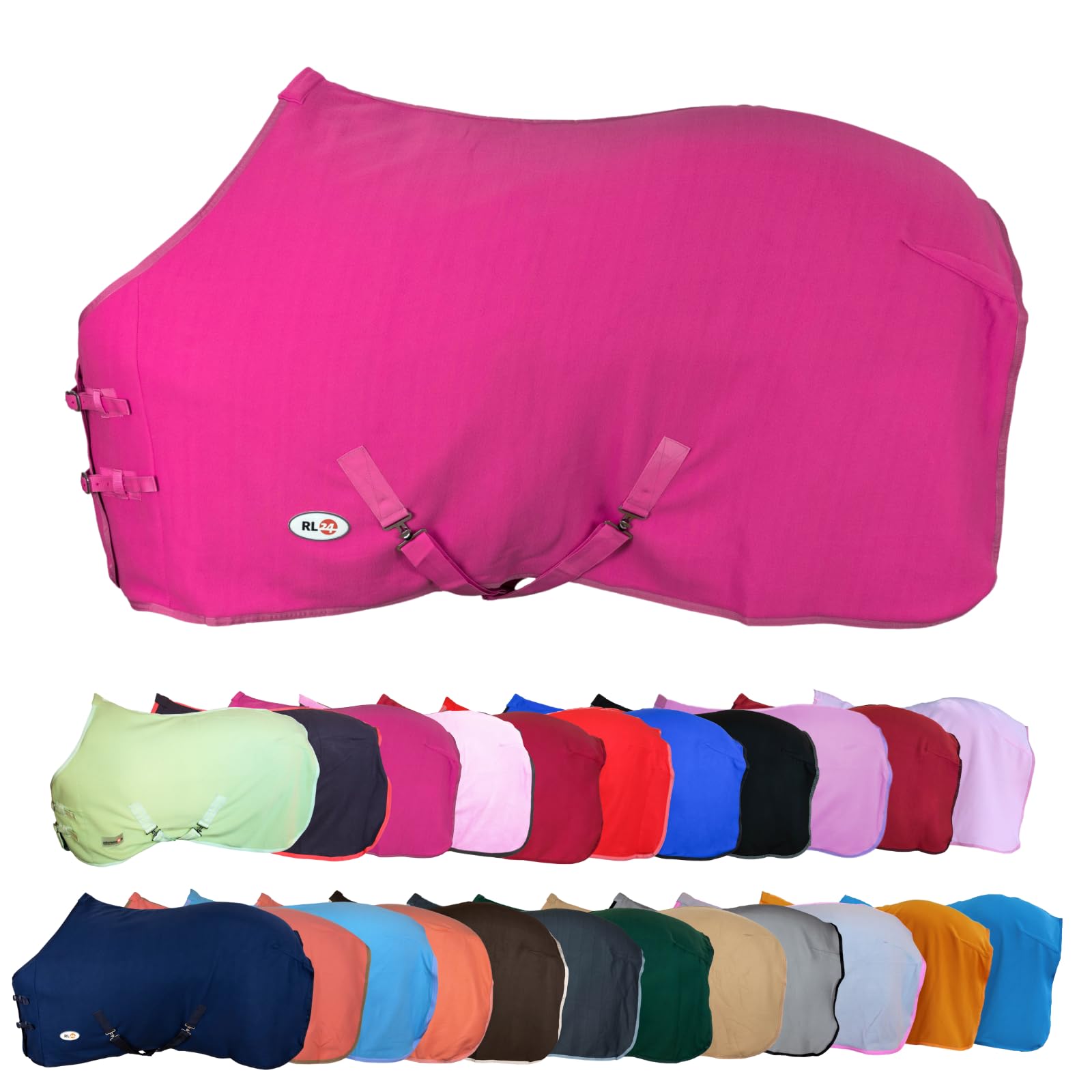 RL24 - Abschwitzdecke mit Kreuzgurt BASICLINE neon pink 155cm