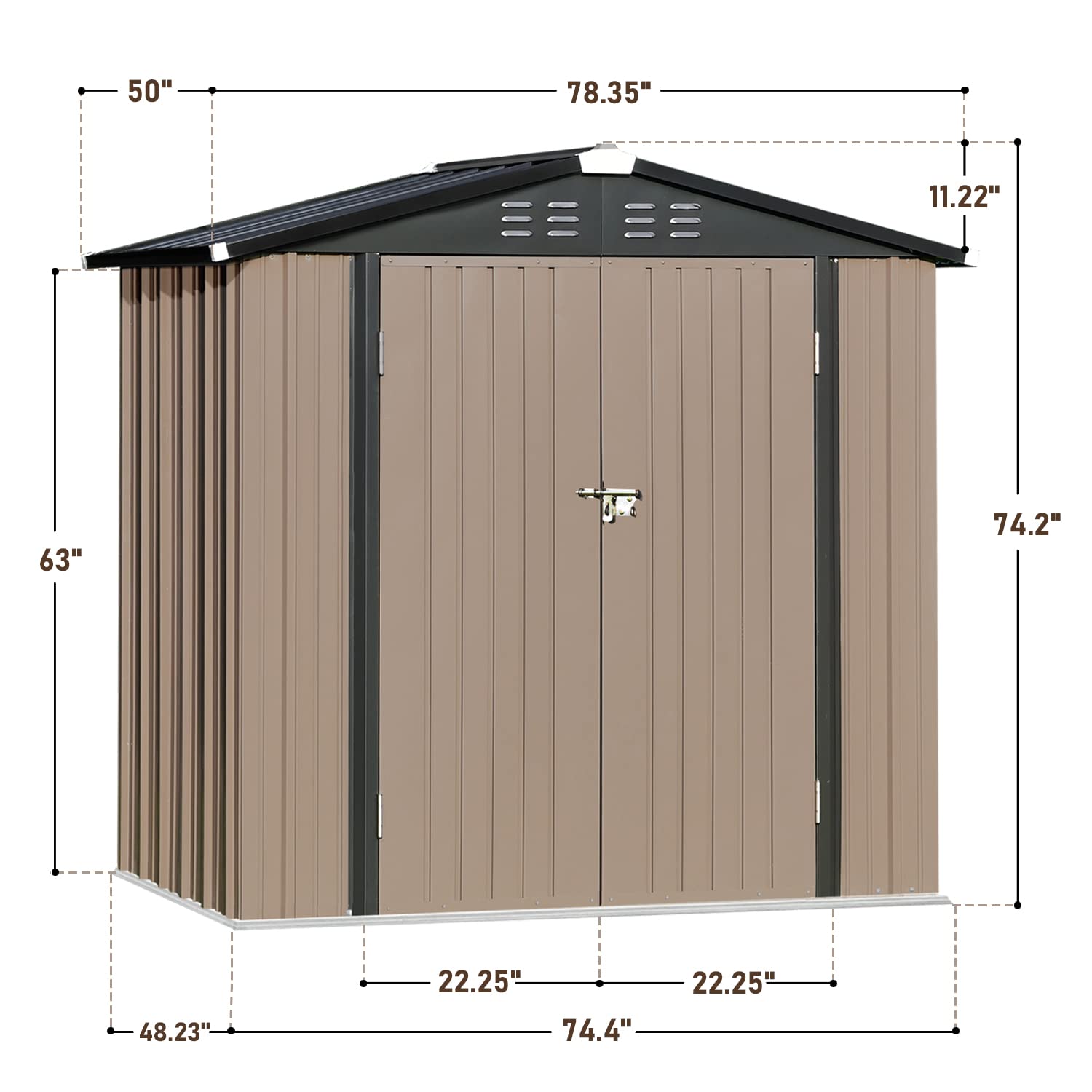 Catrimown Backyard 6x4 Storage Sheds, Galvanized Steel Outdoor Storage