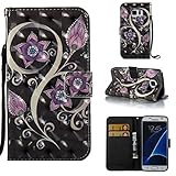 Galaxy S7 Case,Durable Kickstand Wallet Case with Inner Silicone Bumper Cover Full Protective Flip Folio Shell Cover with Credit Card Holder for Samsung Galaxy S7-Purple