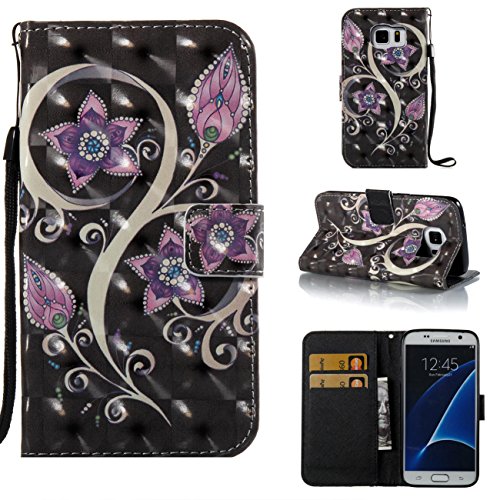 Firefish Galaxy S7 Case,Durable Kickstand Wallet Case with Inner Silicone Bumper Cover Full Protective Flip Folio Shell Cover with Credit Card Holder for Samsung Galaxy S7-Purple