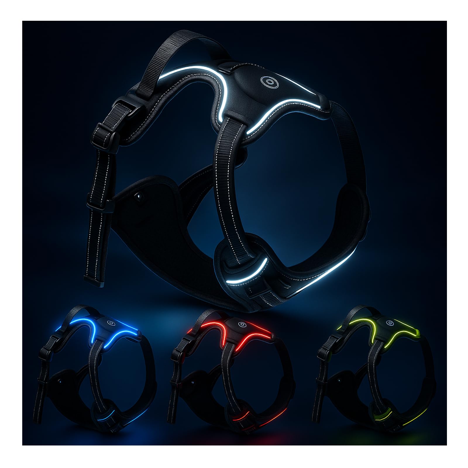 LED Dog Harness – USB Rechargeable, Reflective & Comfortable, with Sturdy Handle and Dual Leash Clips, Light-Up Safety Vest for Small, Medium & Large Dogs (Black, S)