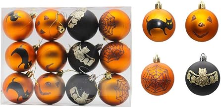 Halloween Decoration Decoration Ball Ornaments Luxury Scandinavian 12 Pcs Halloween Balls Fashion Store Room Coffee House Home Decoration Accessories Glitter Ball Halloween Accessories (6cm)