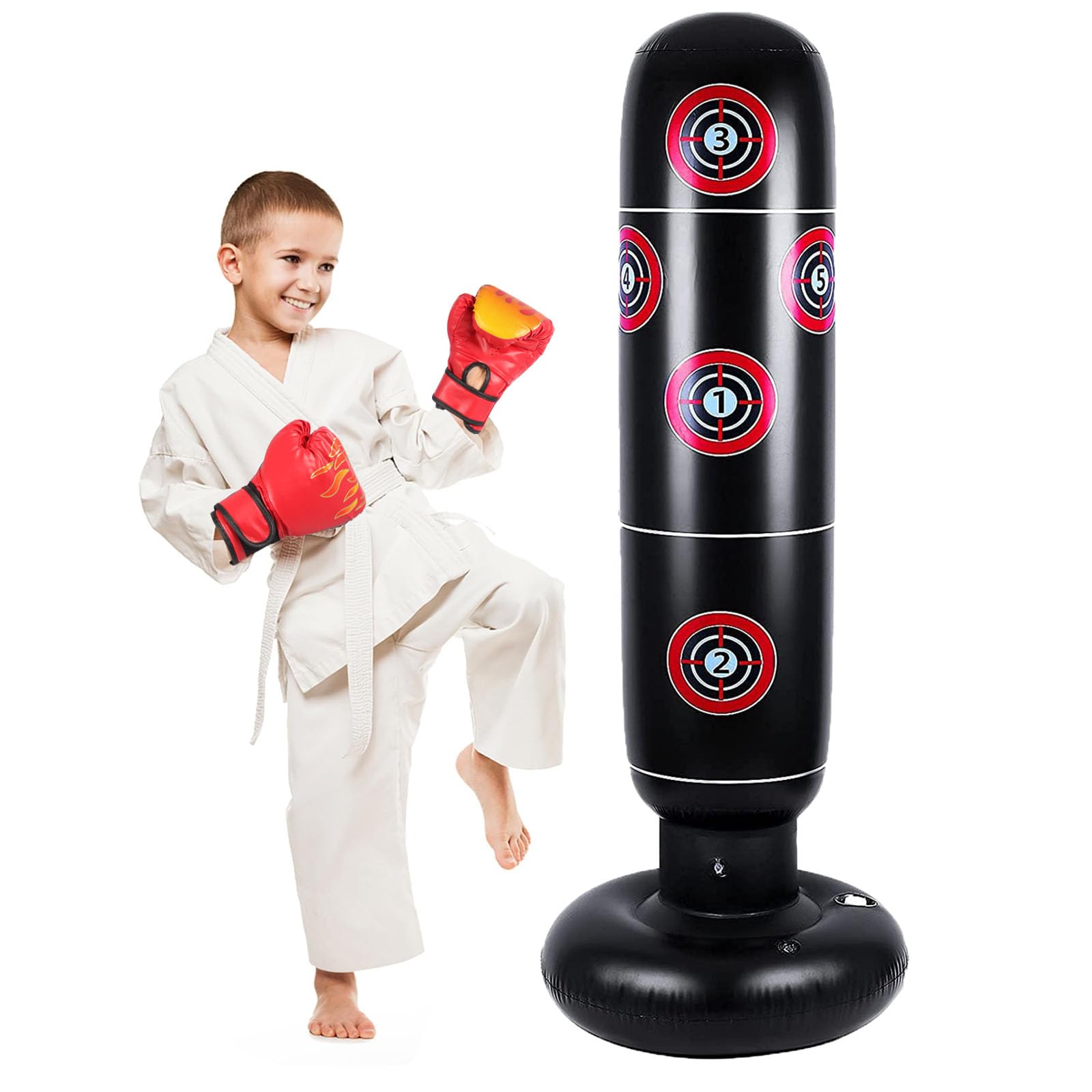 Saco de boxeo infantil de pie 168 cm PVC para entrenamiento niños 3-12 años