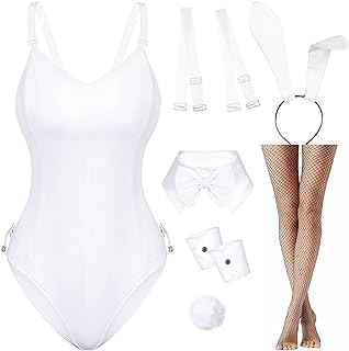 Wannsee Womens Bunny Costume Girl Bodysuit Anime Role Costume Senpai Cosplay Bodysuit One Piece Stockings Set
