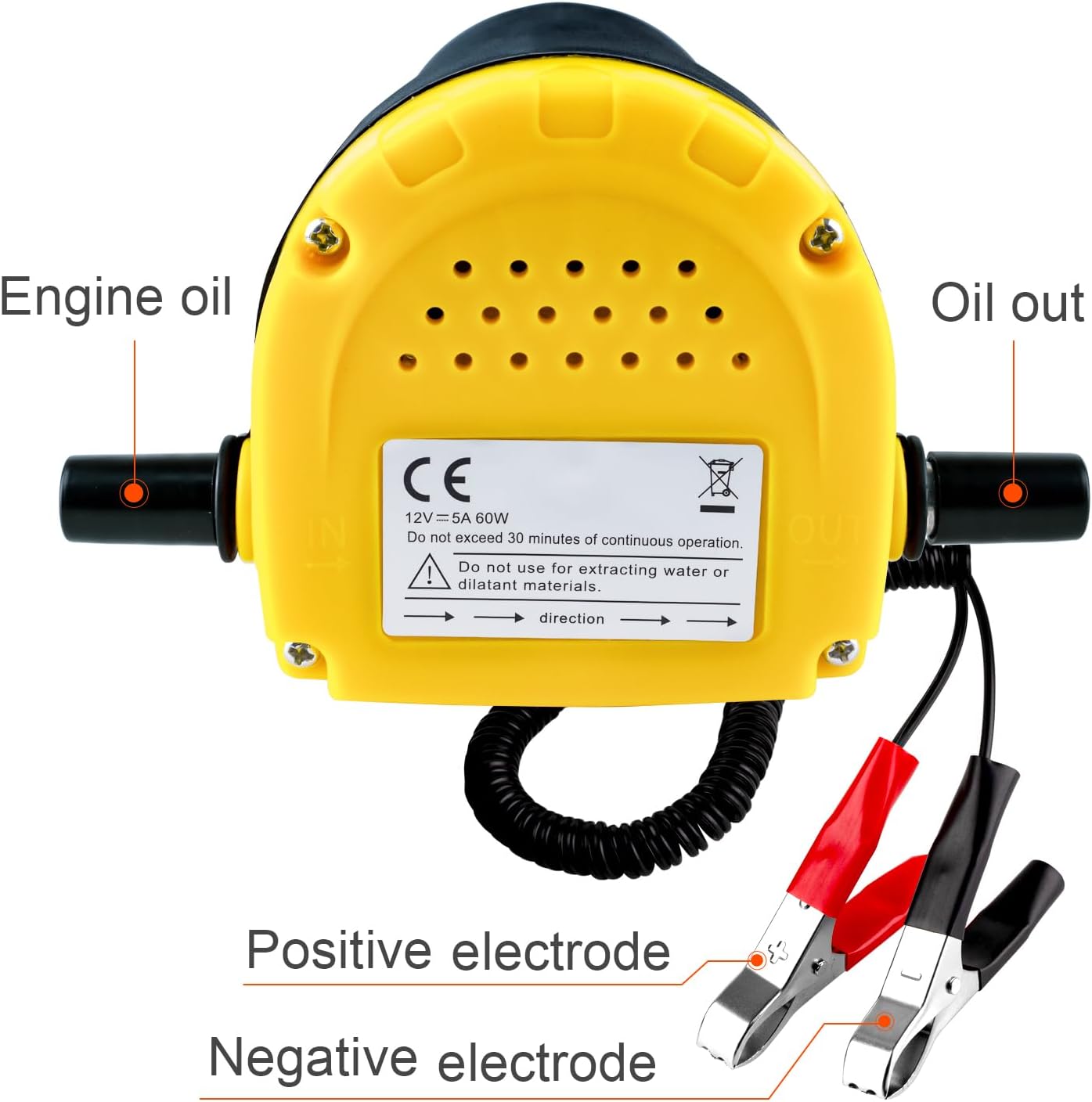 Oil Pump, Oil Extractor Pump 12V 60W Electric Transfer Pump for Engine Oil Change,Easily Drains Oil from Cars, Motorcycles, RVs, Lawn Equipment and Boats
