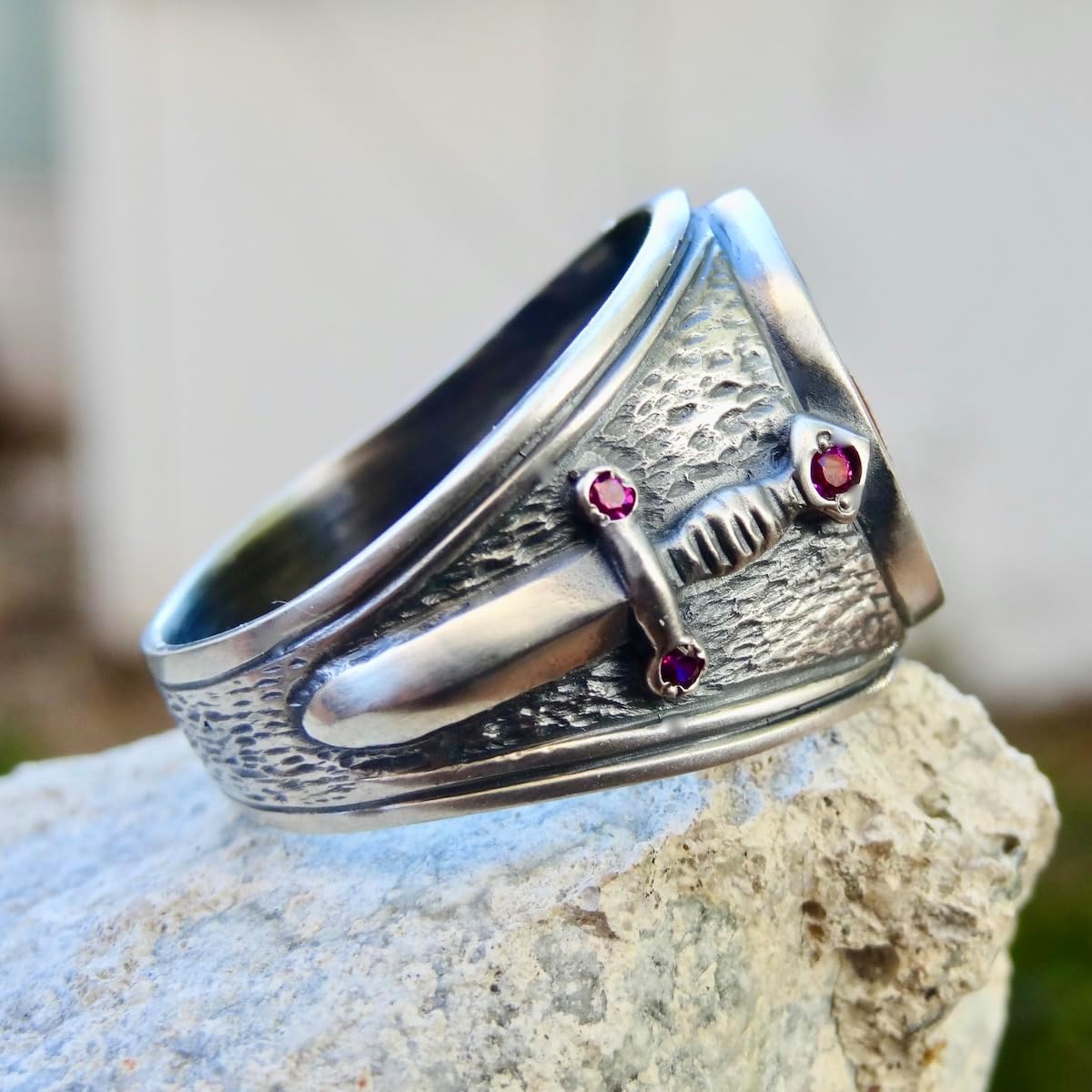 New Knights Templar Ring Sterling Silver 925 Cross Red Enamel Handmade Jewelry