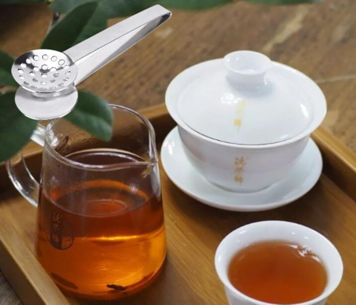 Stainless Steel Tea Bag Squeezer, Metal Grip Holder Tea Bag Tongs, Tea Bag Strainer Clips Herb for Ice Sugar Cubes Lemon Slices Kitchen Bar Tools (2 Pack)