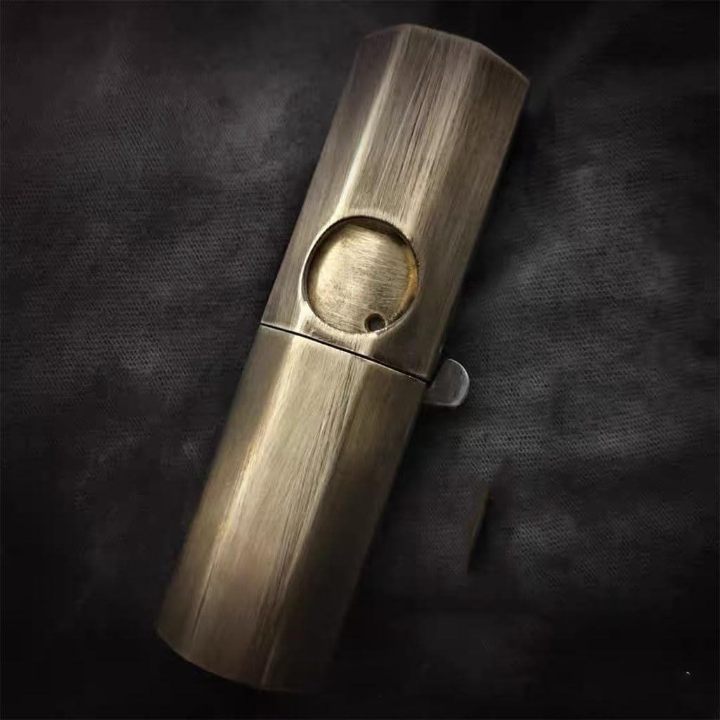 Handmade Octagonal Retro Brass Kerosene Lighter, Men's Old-Fashioned Trench Antique Lighter, Perfect Gift for Collection and Elders and Friends(C)