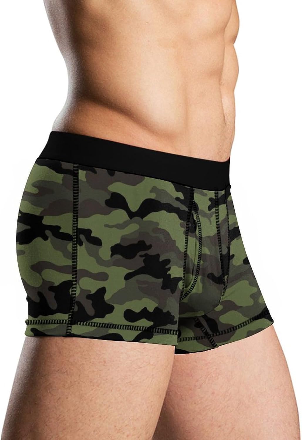 Army Green Camouflage Men's Boxer Briefs Novelty Underwear Trunks Short Underpants