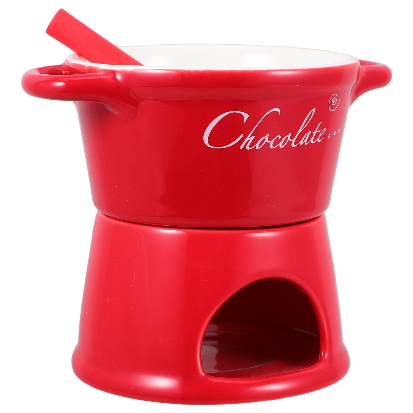BETOOKY Pentola per Fonduta in Ceramica Rossa per Cioccolato e Formaggi