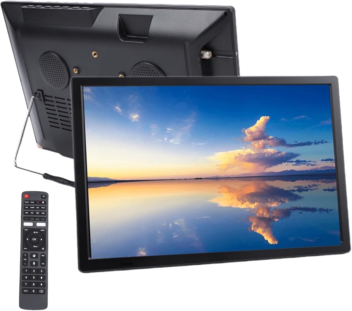 15.4 Inch Portable TV with Antenna, Color TFT LED Display, DDR 1GB, eMMC 8GB, 2.4GHz 5GHz WiFi, Support ATSC, Analog TV and ATV Channels, Battery Powered