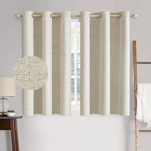 Vista 12 de MIULEE - Cortinas blancas opacas con textura de lino para dormitorio o guardería, con aislamiento térmico, con ojales, para sala y decoración, 52 x