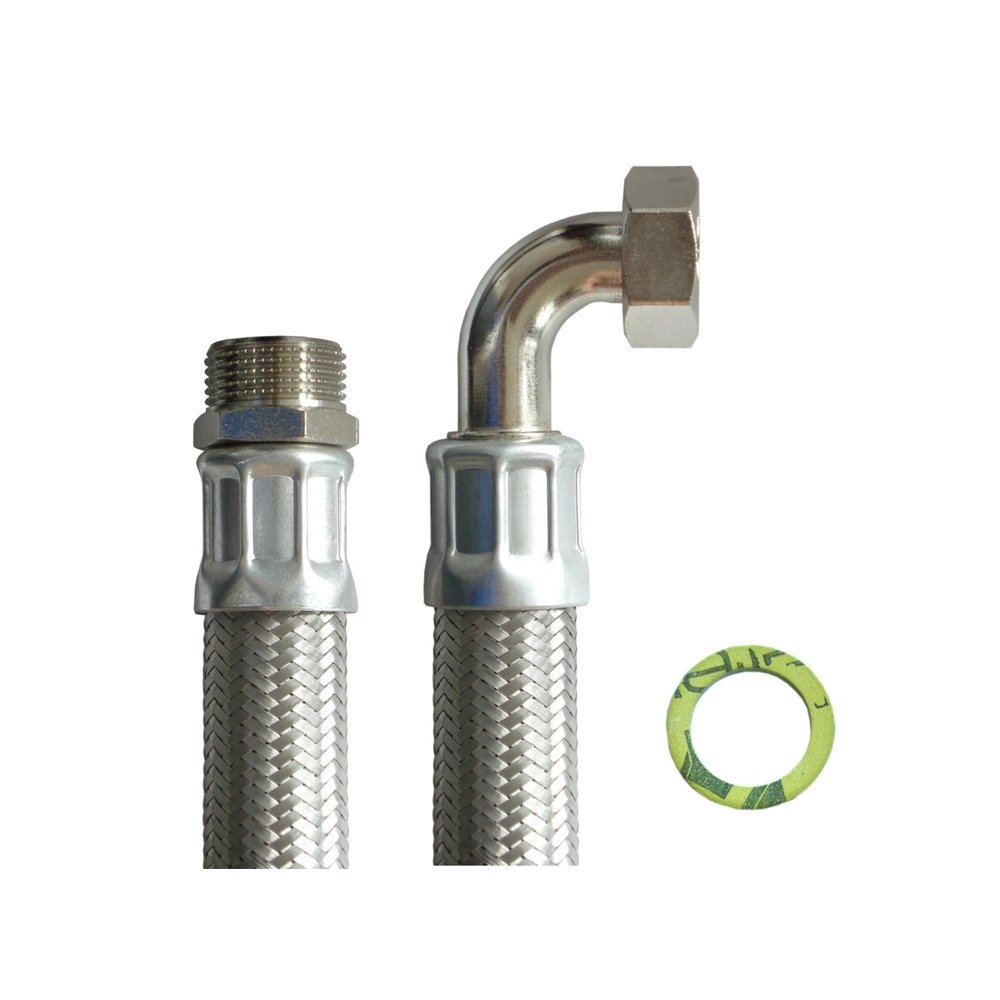 Hochwertiger Panzerschlauch 1" AG x 1" ÜM Bogen 300mm – Für zuverlässige Heizungs- und Wasserinstallationen Solarschlauch Pumpenschlauch Heizungsschlauch