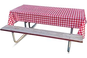 5 Pack Disposable Tablecloths, Premium Plastic Tablecovers with Checkered Design for Picnic Tables