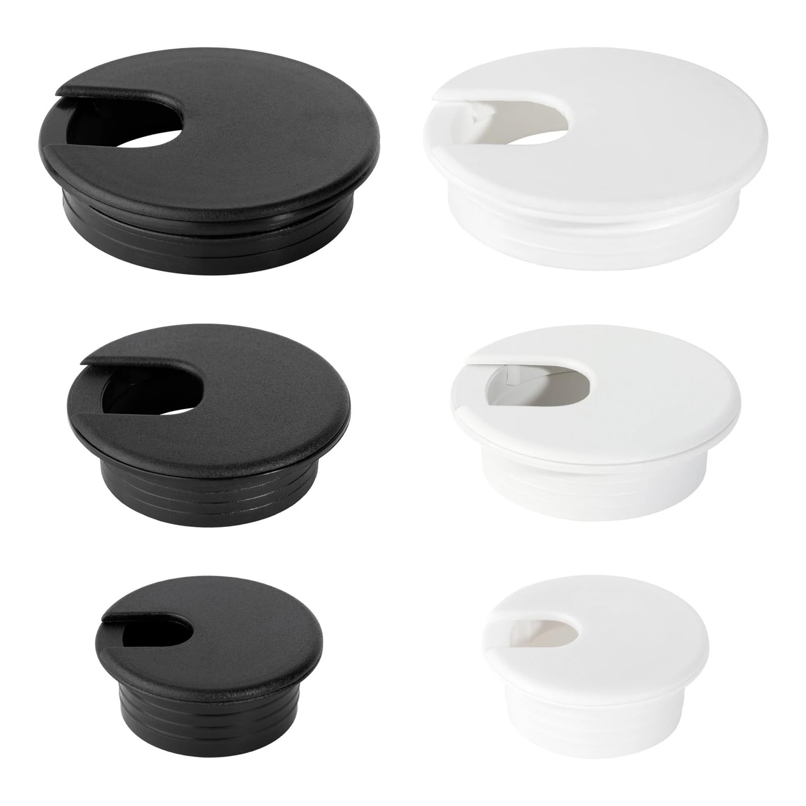 Desk Cable Grommet 20Pcs Cable Cord Grommet Black White ABS Grommets Gasket in Desk Table Furniture for Hole Cover Wire Pass Organizer(Black 2 Inch)