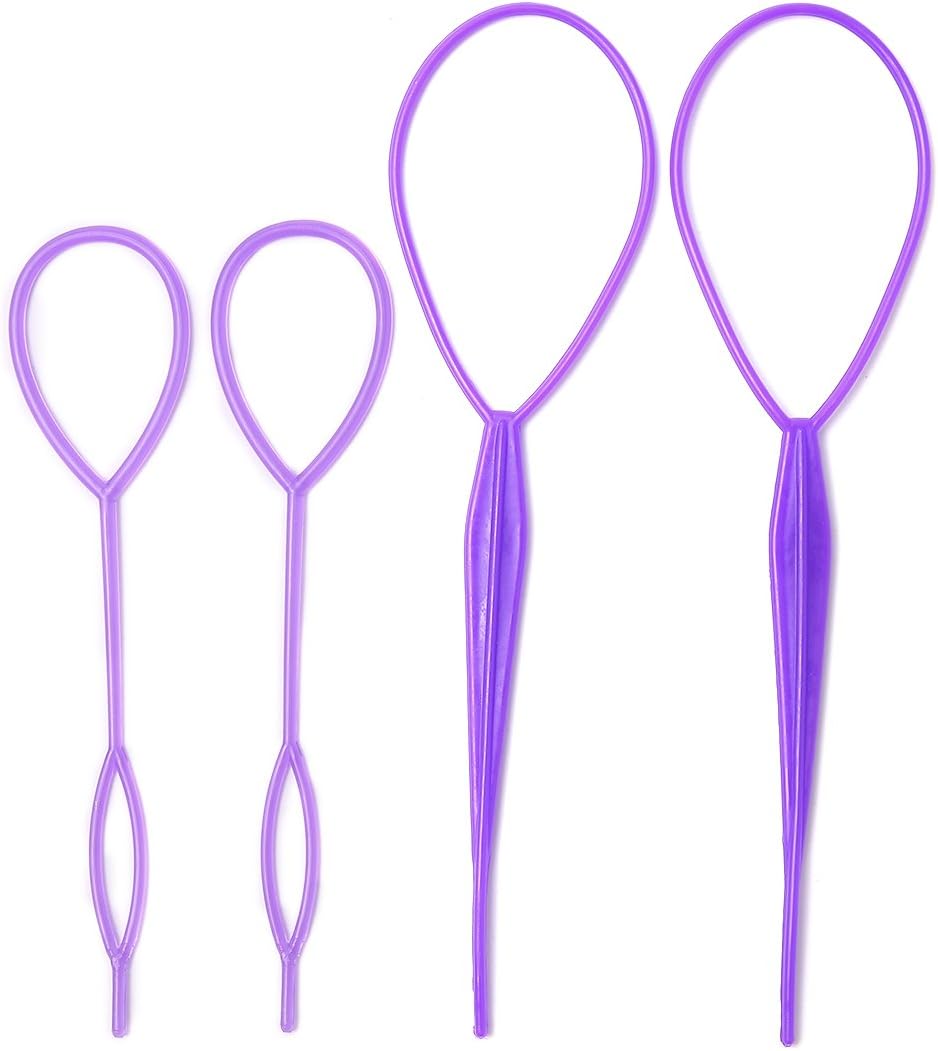 Yigou Tail Hair Kit Tool Black 4pcs 2Big 2Small (purple)