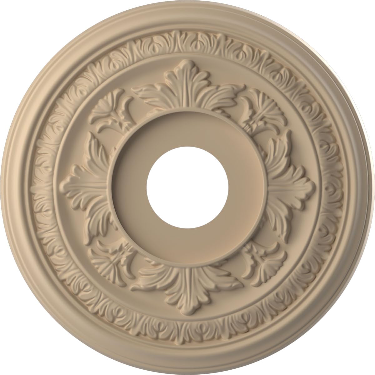 16"OD x 3 1/2"ID x 1"P Baltimore Thermoformed PVC Ceiling Medallion (Fits Canopies up to 6 1/2"), UltraCover Satin Smokey Beige