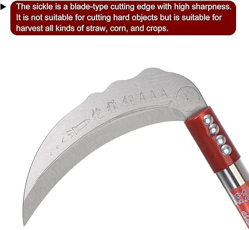 Miniatura 10 de HARFINGTON 2 hoz de limpieza de cepillo de 9 pulgadas con hoja de acero al carbono forjado y mango de plástico rojo, cuchillo de machete de gancho