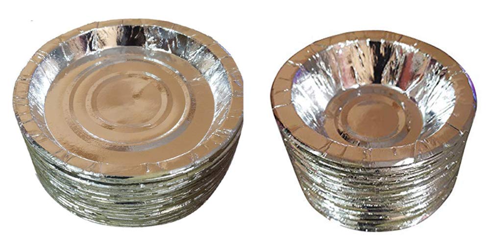 Ukal Paper Pattal Dona Plate Set 50Pcs, Silver Amazon.in Home