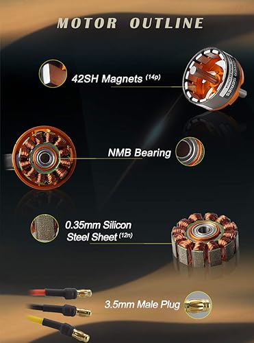 Miniatura 2 de FLASH HOBBY 2826 RC Motor sin escobillas 1000KV Motor eléctrico de Outrunner para RC Aviones Avión Multicopter Drone Helicóptero de ala fija