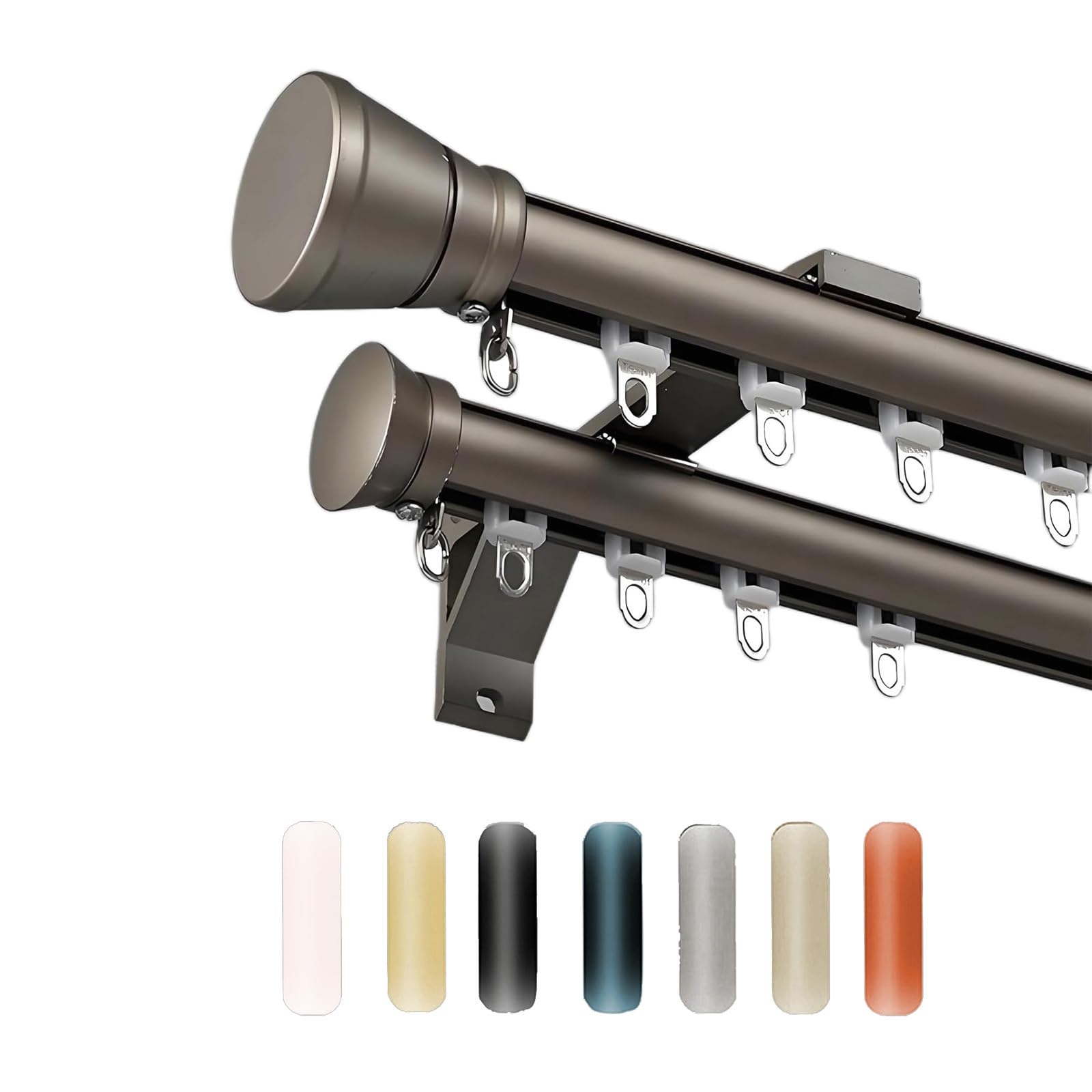WQPMNYG Double Row Curtain Rods Aluminum Alloy Sliding Track System for Living Room & Bedroom 5.70m Silent Ceiling/Wall Drape Rail (Champagne) - Room Divider Solution