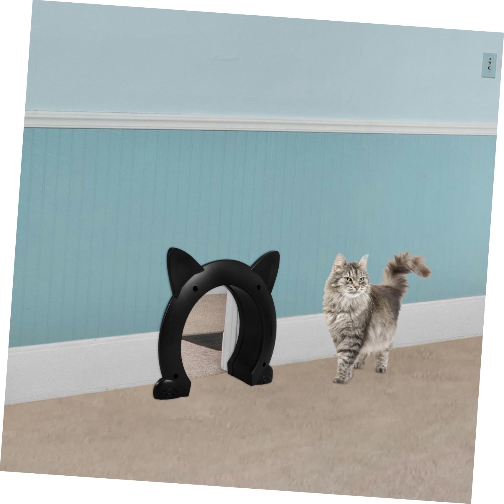WOONEKY Katzenklappe Kunststoff Haustiertür Innenbereich Klappe Sicher Langlebig Installieren Haustierzugang für Katzen und Kleine Hunde Schwarz
