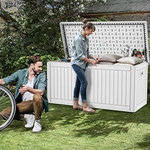 YITAHOME 260 Gallon Double Wall Deck Box with Divider Side Handles Outdoor Large Storage for Patio Furniture Cushions Garden Pool Accessories Water Resistant Lockable