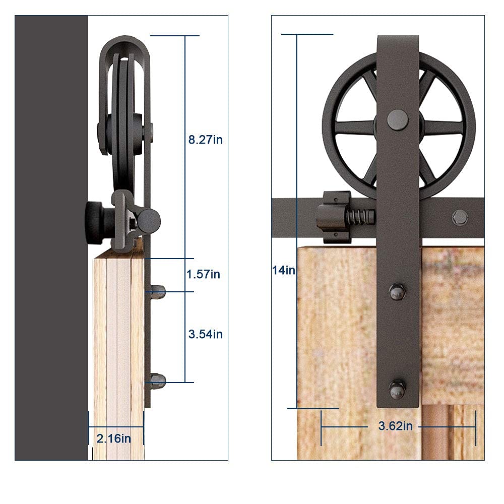 EGTink 183 cm / 6 ft beslag, railset voor schuifdeur, mini-rail schuifdeur voor kast, systeem met dubbele schuifdeur, wielen voor opbergkast, tv-meubels