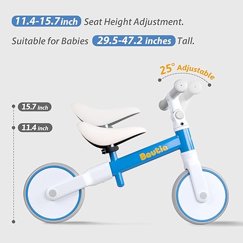 Miniatura 9 de Bicicleta de equilibrio de 8 pulgadas para niños de 2 años, asiento y manubrio ajustables, edad de 18 meses a 5 años, bicicleta de entrenamiento sin