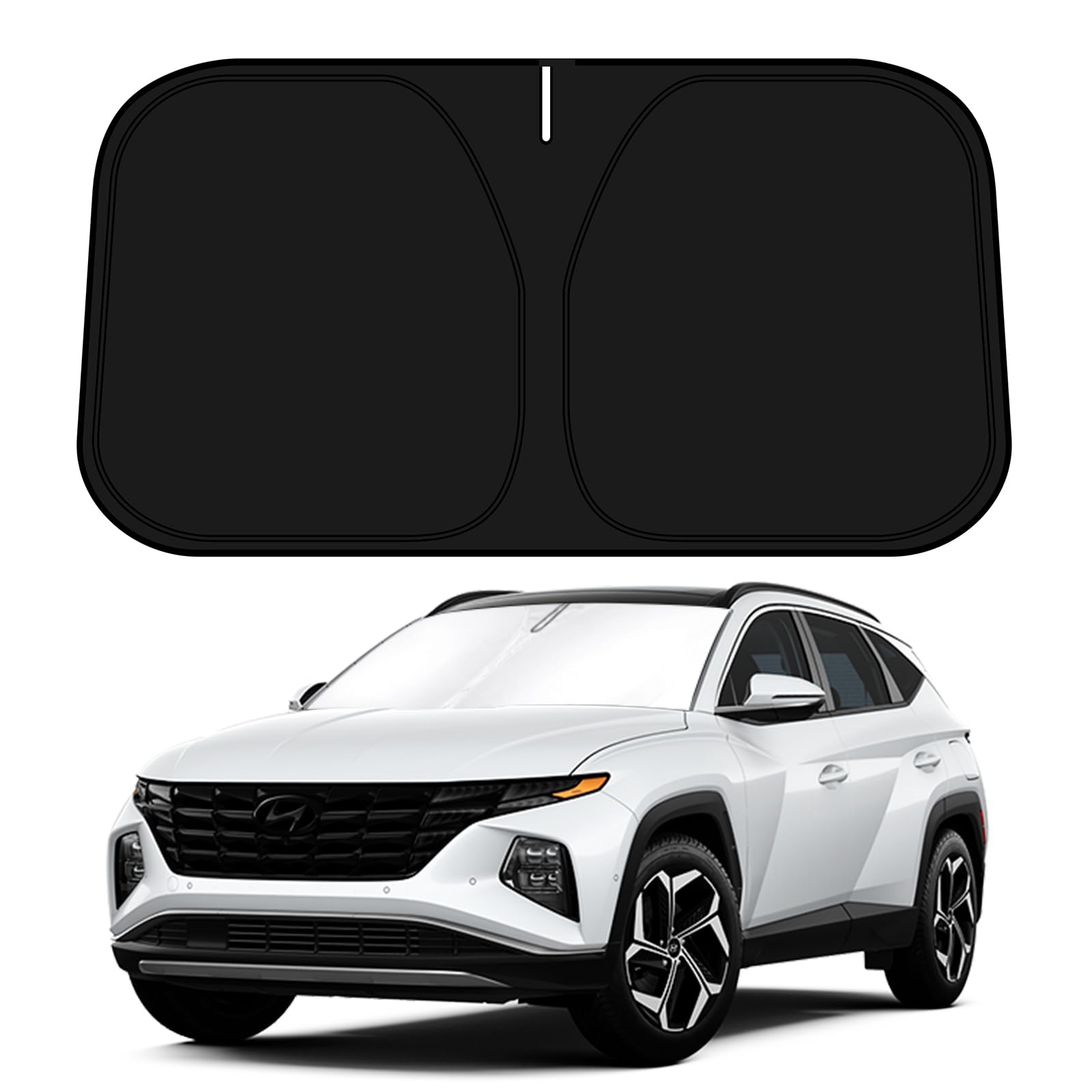 D-Lumina Windshield Sun Shade for 2022 2023 2024 2025 Hyun-dai Tucson Accessories, Front Window Sunshade Sun Visor Protector Block UV Rays Heat, Foldable 2 Layers 210T Material