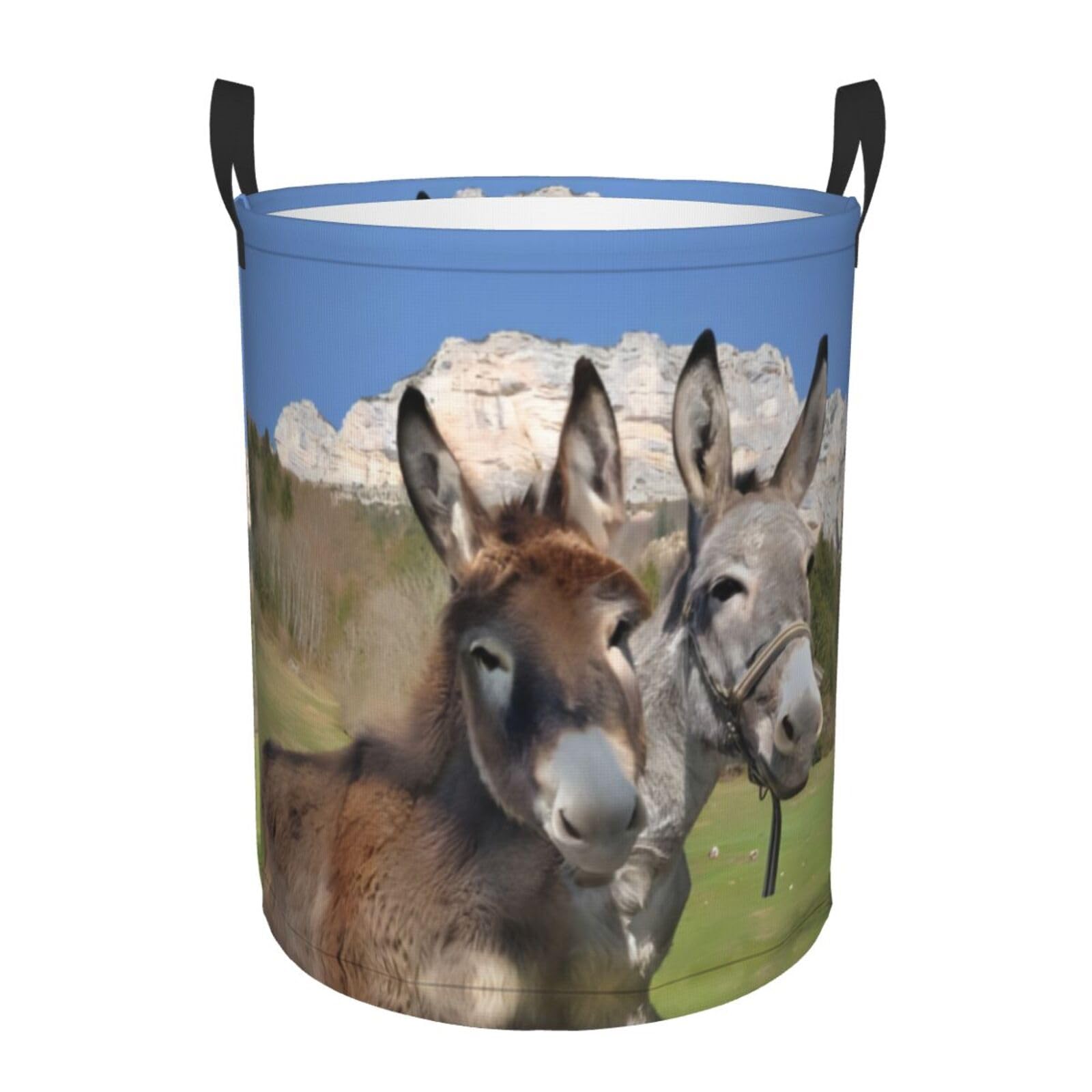 M Circular Hamper Funny Donkeys Print Storage Basket for Home