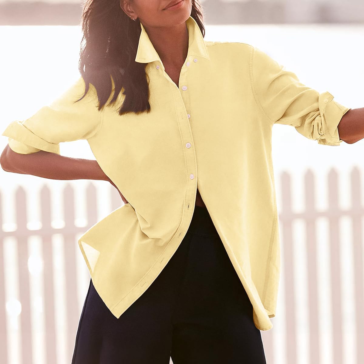 Button Down Shirts for Women Cotton Oxford Shirts Long Sleeve Dress Shirts Collared Blouses Work Casual Solid Tunic Tops - Image 3