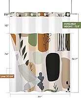Vista 2 de Cortina de ducha bohemia sin ganchos y con forro adjunto, juego de cortinas de ducha impermeables de doble capa con parte superior transparente