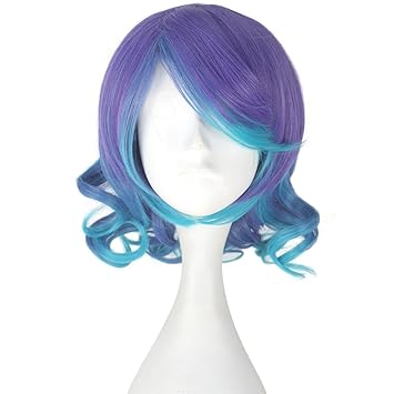 Miss U Hair Synthetic Short Curl Gradient Blue & Purple Hair Cosplay Costume Wig Lolita Wig