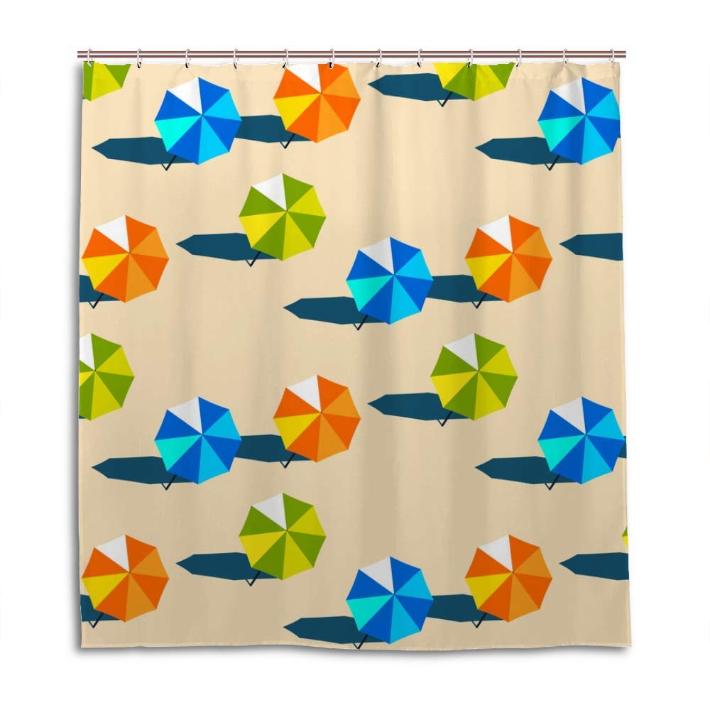 Rideau de douche en polyester motif plage CHEHONG 182x183 cm avec crochets en C