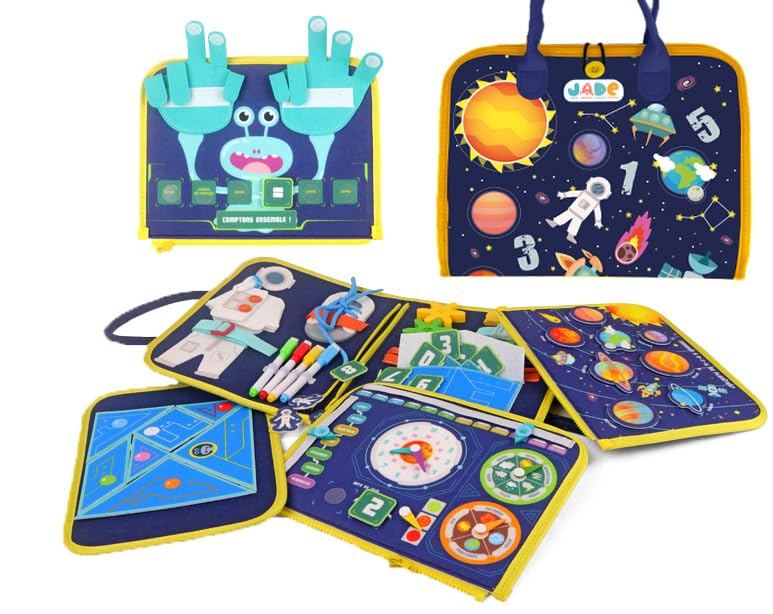 J.A.D.E, Activity Bag Space, Montessori, 141513, Educational Game, Multicoloured, Fabric, Travel, Sensory, Game for Children - Image 4