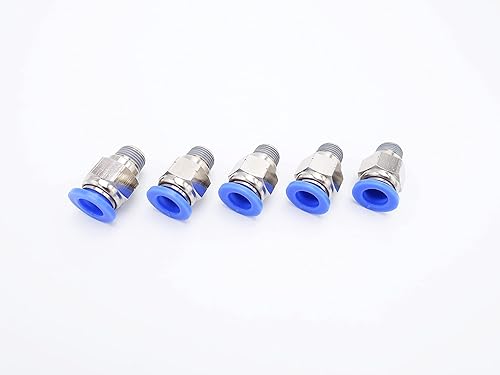 Vista 85 de Empuje para conectar conexión de tubo de 1/8" OD x 1/4" macho NPT rosca, línea de agua recta macho neumática, conectores de empuje rápido