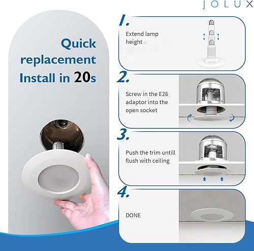 Miniatura 5 de Luces LED de 4 pulgadas ajustables empotradas retrofit downlight, 8.5 W  40 W, luz diurna de 5000 K, 500 lm, regulable, instalación de iluminación