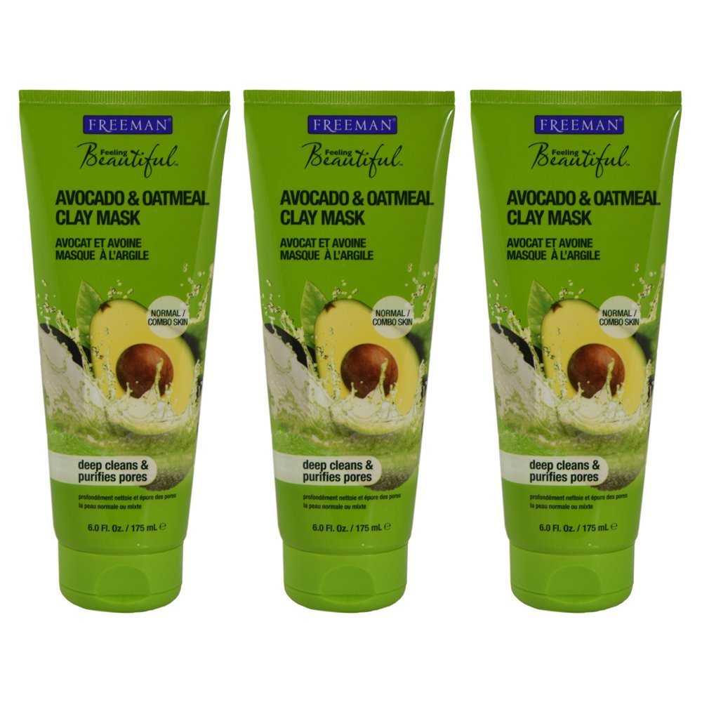 FreemanFacial Avocado & Oat Clay Mask 6 Ounce (177ml) (3 Pack)