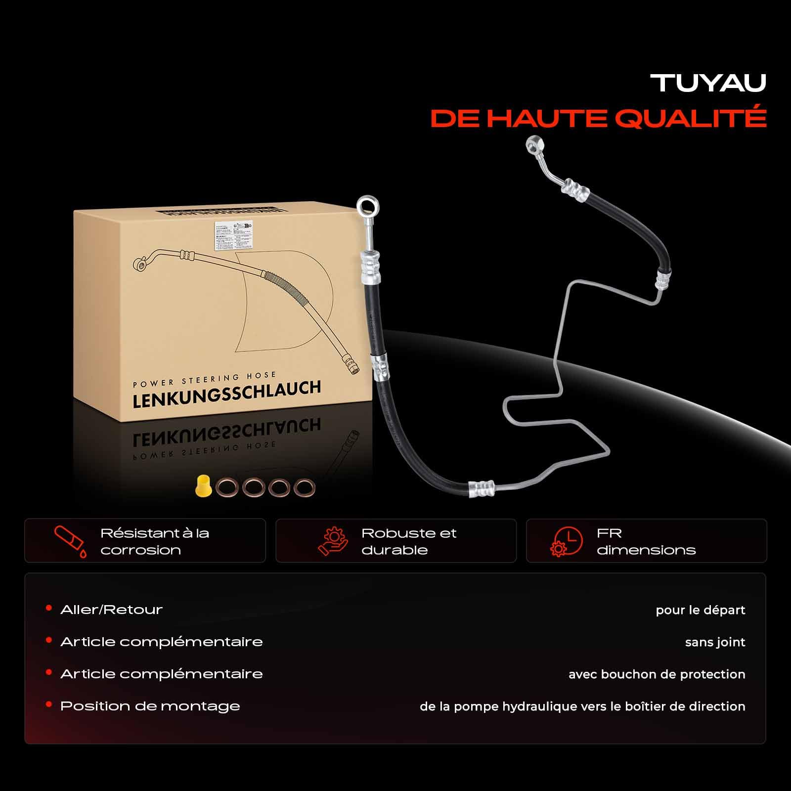 Frankberg Tuyau de direction assistée 1J0422893BS | Compatible avec: Golf IV Variant 1J5, B.o.r.a 1J2, A3 8L1, Fourgonnette Golf IV 1J1
