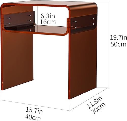 Miniatura 10 de Mesa auxiliar de acrílico transparente de 2 niveles para sala de estar, dormitorio, decoración del hogar (doble transparente)