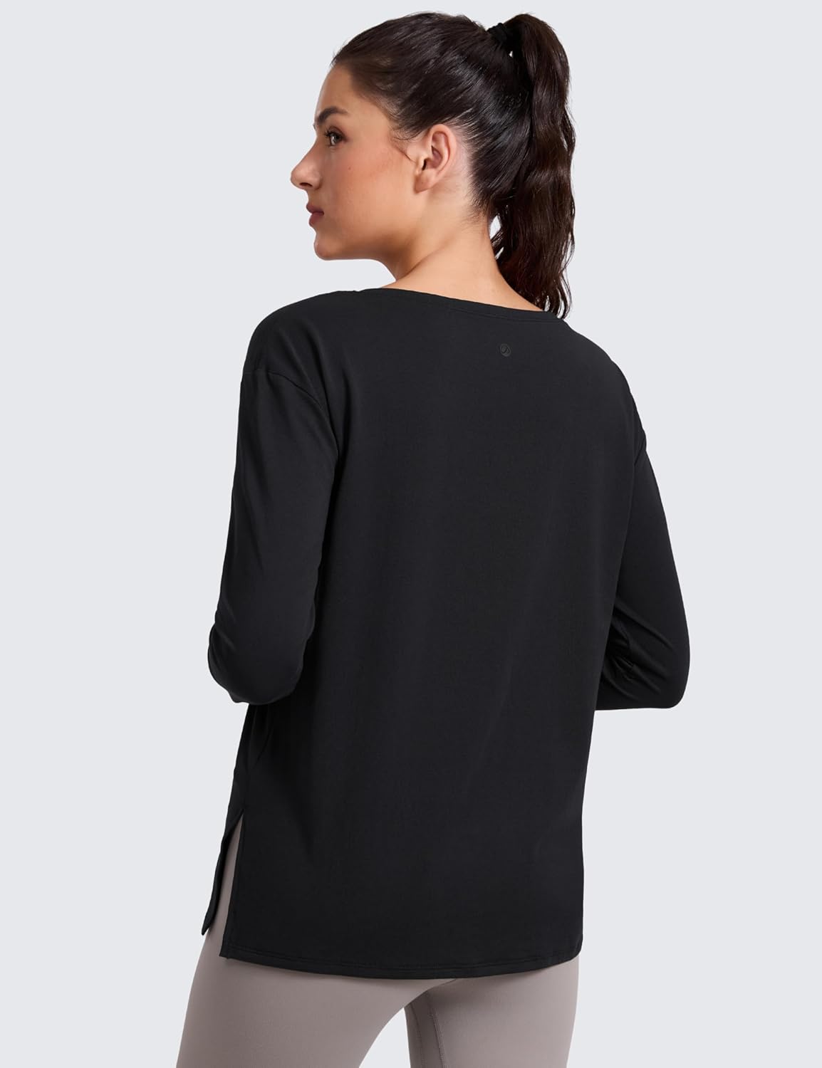 CRZ YOGA Cotton-Blend Long Sleeve Shirts for Women - Boat Neck Workout Athletic Casual Going Out Tops Soft Fall T-Shirt - Image 2