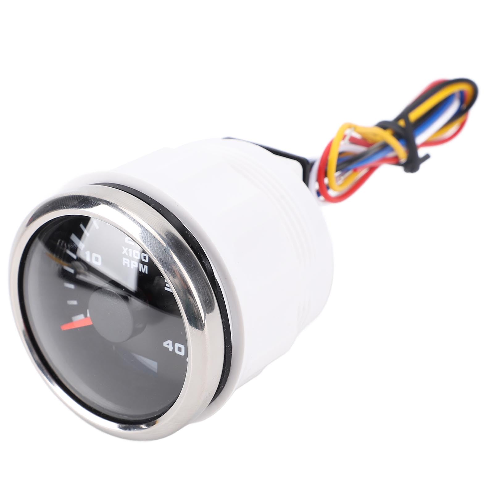 Pain du Tachymètre de 52 Mm Motor 4000rpm avec Compteur D'heure 7 Couleur Rétro-éclairage pour le Tracteur de Camion RV Boat DC 9 à 32V (Couvercle en argent noire CX6225)
