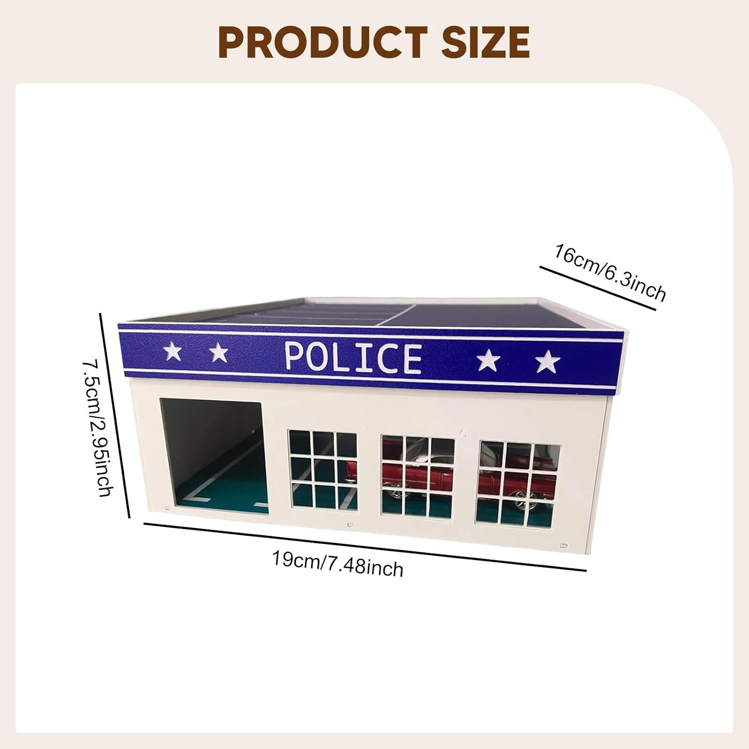 1:64 Scale Parking Lot Layout Accessory, Collection Diorama Building Vehicle Showcase, Police Garage