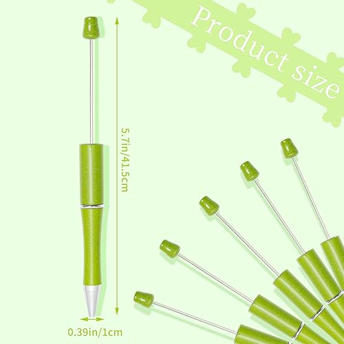 Miniatura 2 de jiebor 30 bolígrafos verdes con cuentas de plástico, bolígrafos de tinta negra, bolígrafos de bricolaje, lindos bolígrafos geniales para niños,