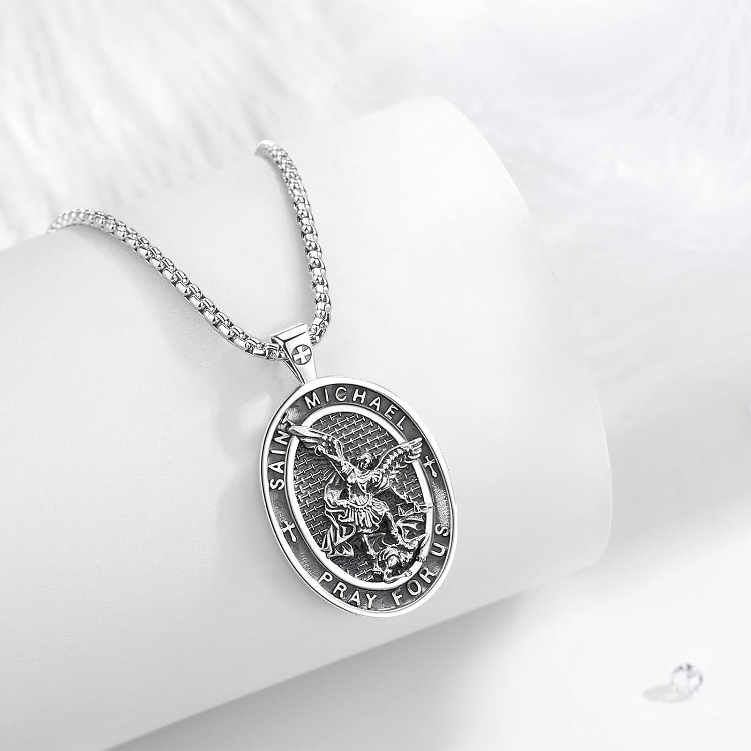 925 Sterling Silver Saint Crucifix Caravaca Cross Necklace Pendant for Men Women,Patron Amulet Medal Jesus Christian Catholic Religious INRI Jewelry Gift for Men Women - Image 4