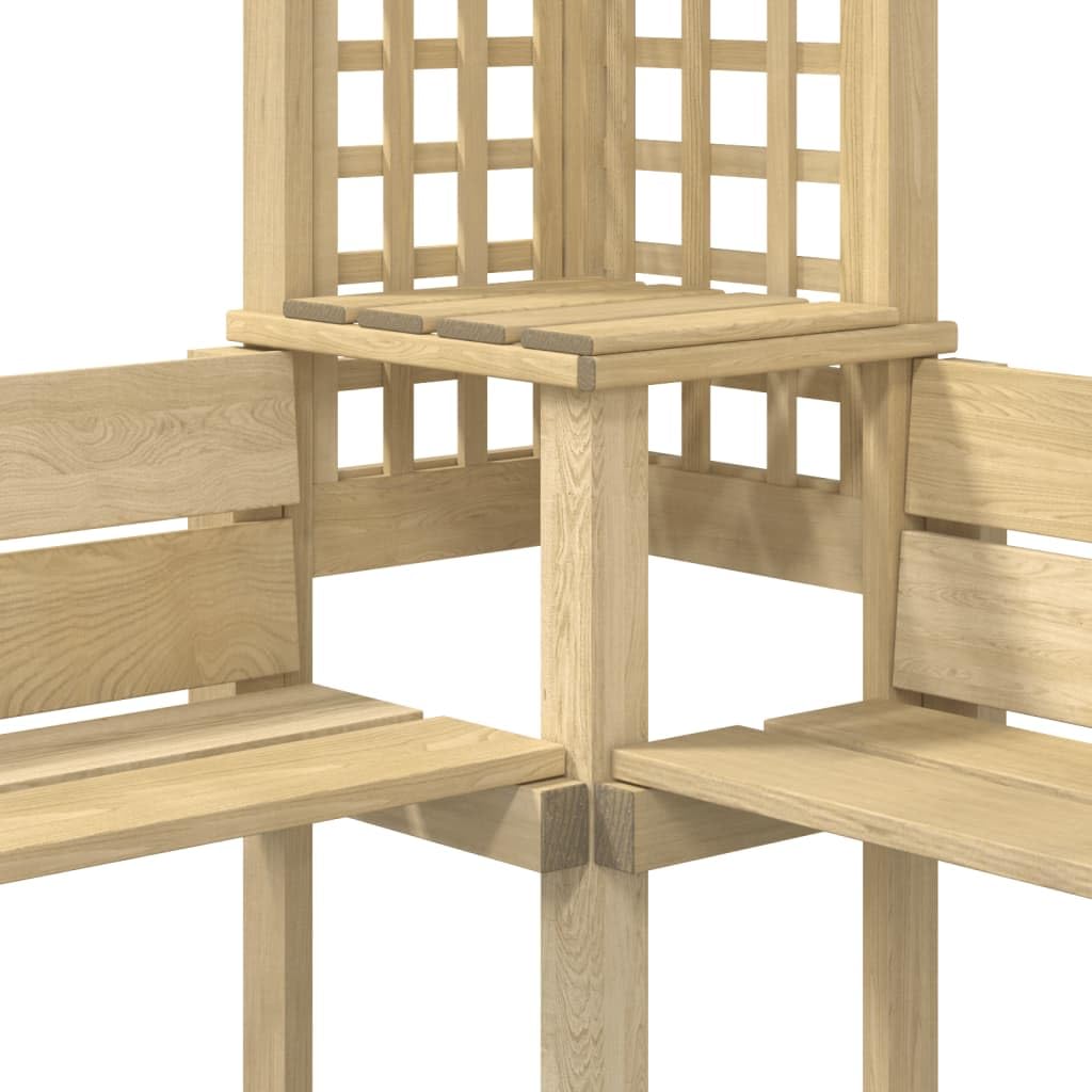 Narożna pergola z ławką z impregnowanego drewna sosnowego, 190 x 190 x 200 cm, odporna na warunki atmosferyczne, do ogrodu, na taras, balkon i do użytku na zewnątrz