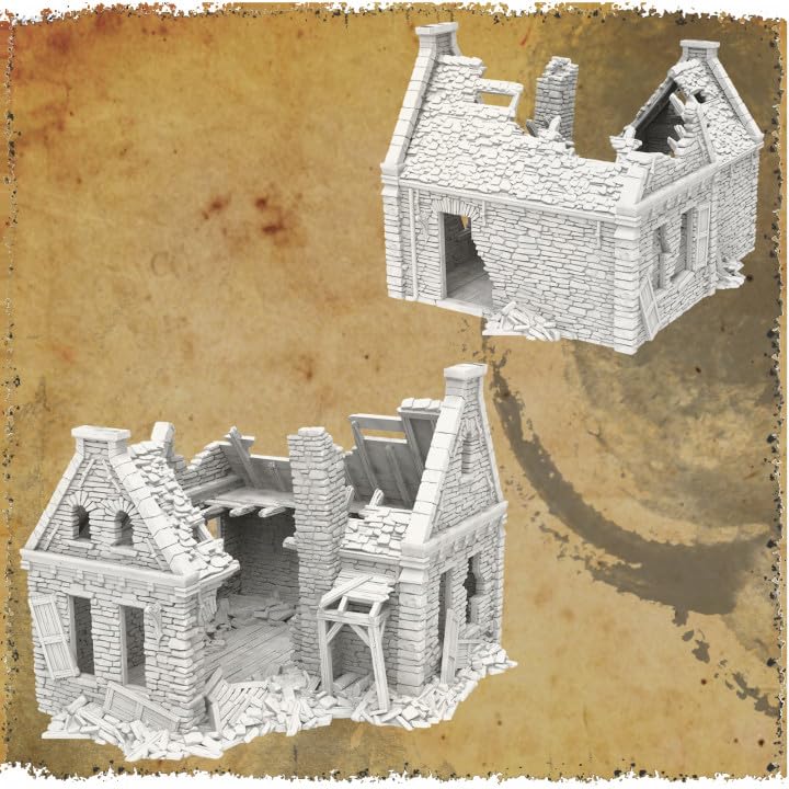QP3D, Wargame Terrain, Ruined Stone House, Scenery for Tabletop Games 28-32mm Scale Miniatures - Image 2